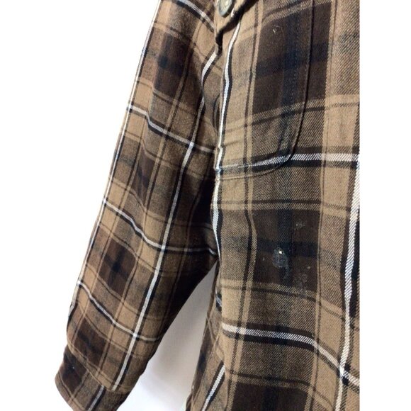 Vintage Brown Plaid Button Up Quilted Flannel Y2K Old School Jacket Mens XL - Picture 6 of 8